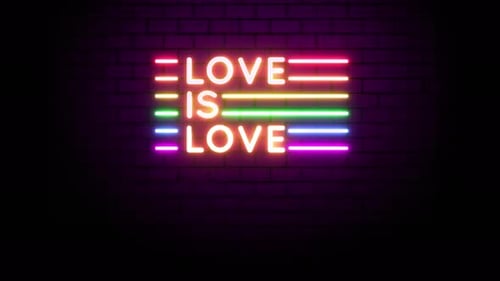 Love Is Love Rainbow Neon Sign on Brick Wall