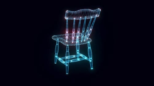 Wooden Chair Hologram Rotating 4k