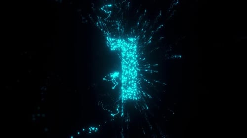 Futuristic Digital Particle Countdown Animation Number One