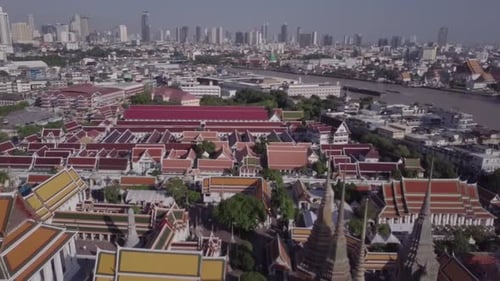 Temples Aerial View in Bangkok in Thailand