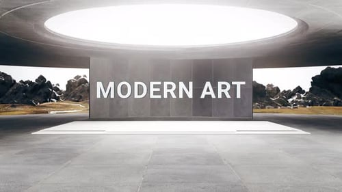 Modern Art Text Title Reveal in Clean Architectural Environment
