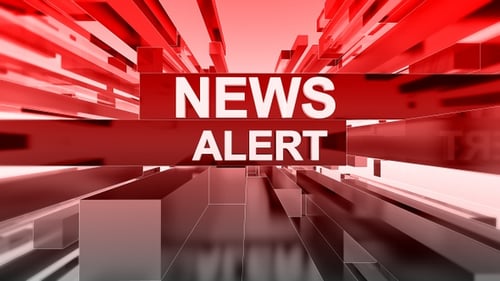 Dynamic News Alert Opener with Red Geometric Bars