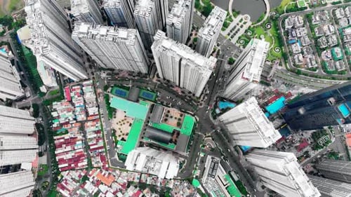Aerial Take a Beautiful View of the Big City From a Bird's Eye View with Skyscrapers or Tall