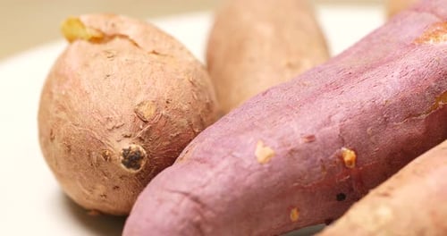 Close-up of Colorful Sweet Potatoes on a Plate