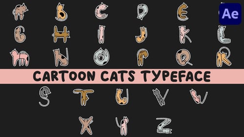 Cartoon Cats Animated Typeface for After Effects