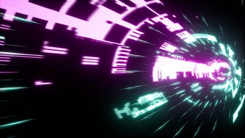 Cyberpunk Scifi Tunnel 4K 02(Side View)