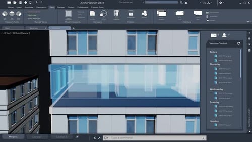 CAD HUD Industrial Architect Design of Building Prototype in App User Interface