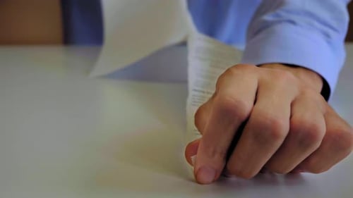 Man Tearing Apart a Contract. (UHD)