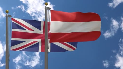 Waving Flags of United Kingdom and Austria