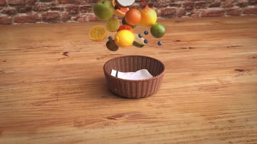 Fruits tombant dans un panier