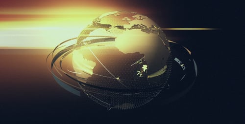 Golden Rotating Digital Earth Globe Broadcast Intro