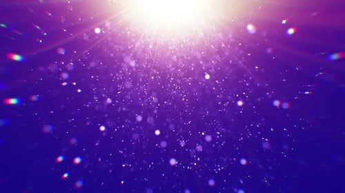 Bright Light Rays and Falling Glitter Particles Animation Loop
