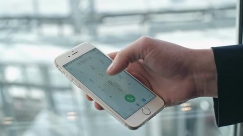 Dialing a Number on a Smartphone Close Up