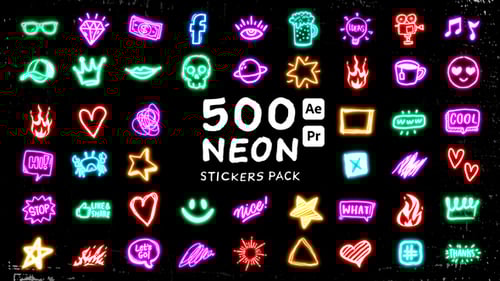 Neon Stickers Pack, Elements ft. accessories & arrows - Envato