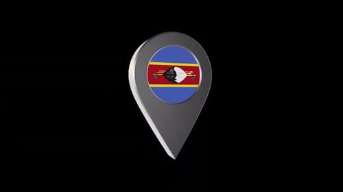 Eswatini Flag Map Pin Location Pointer 3D Rotation