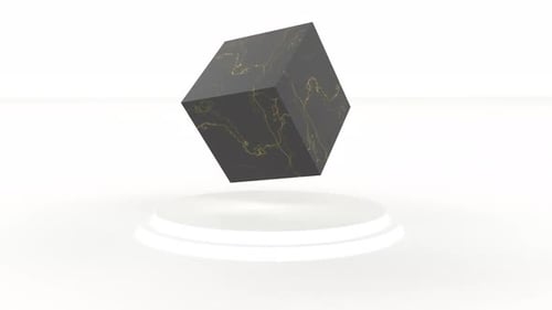 Moderna maqueta de pedestal blanco en forma de caja negra, giratoria, minimalista, estilo 3D, capaz de hacer bucles sin problemas