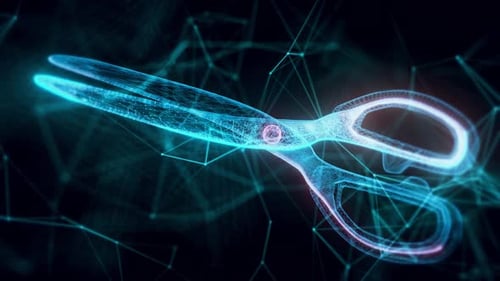 Holograma en tijera, primer plano, HD