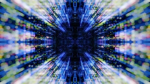 Abstract digital virtual city with technology and connection. 3D render 4K loop