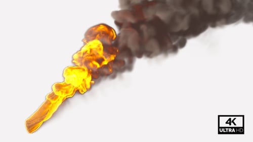 Realistic Animated Fire Stream with Smoke