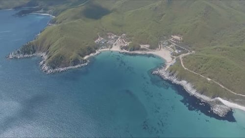 Aerial Shot of Exotic Tropical Ocean Coast on Sunny Day