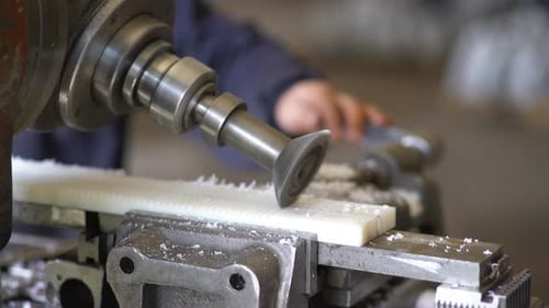 Grooves Cut into Plastic by Workshop Machine