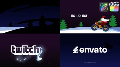 Whimsical Cycling Santa Christmas Logo Intro