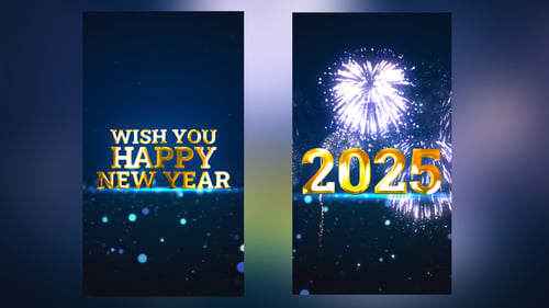 Vertical Golden Numbers New Year Countdown with Fireworks 2026