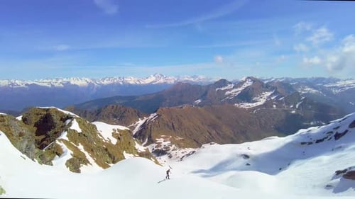 Mountain Landscape With Alpine Skier Climbing With Sealskin1