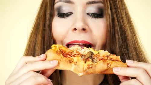 Woman Eating Pizza