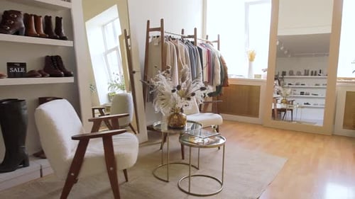 Walk-In Clothes Rack Full With Clothes, Accessories, Shoes