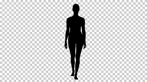 Silhouette Girl walking, Alpha Channel