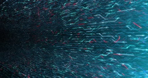 4K seamless loop abstract futuristic electronic circuit board.