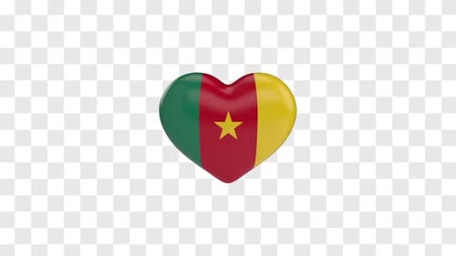 3D Spinning Cameroon Flag Heart Animation