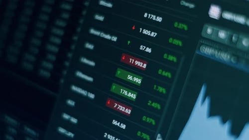 Stock Market or Stock Exchange Information with Data of Price, Change, and Volume, Financial Indexes
