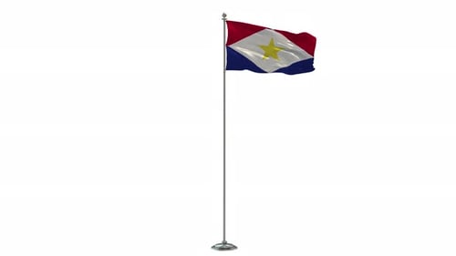 Saba loop 3D Illustration Of The Waving Flag On Long Pole With Alpha
