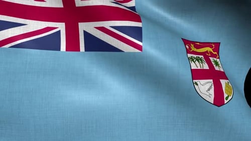 Realistic Fiji National Flag Waving Seamless Loop Animation