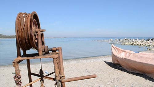 Rusty Winch for Fishing Boat