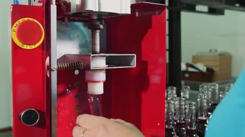 Proceso de taponado de botellas de vino