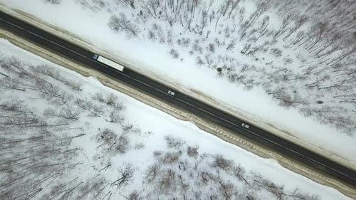 Winter Highway From Above