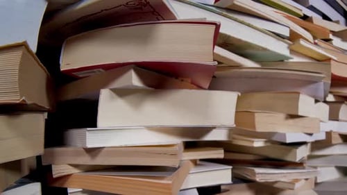 Stack Of Books In Library