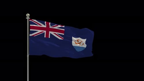 Anguilla National Flag Waving Animation with Alpha Channel