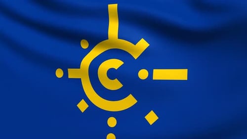 Waving Flag Animation with Abstract Yellow Symbol