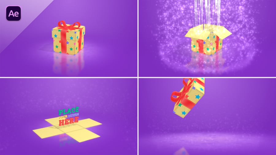 Animated Gift Box Surprise Logo Reveal with Particle Effects, Logo ...