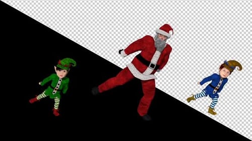 Animated Christmas Santa and Elves Dancing