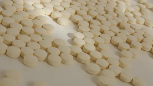 Scattered Pills on a White Surface
