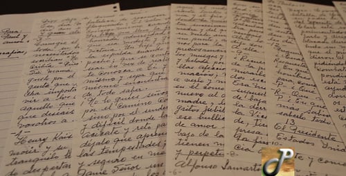 Pages of Handwriting, Manuscript on a Dark Surface