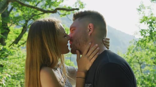 Young couple kissing