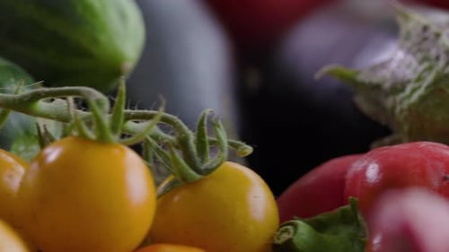 Basket Of Vegetables Is On the Table In Kitchen