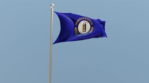Kentucky State Flag Waving in Wind