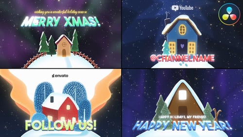 Christmas Houses Greetings for DaVinci Resolve